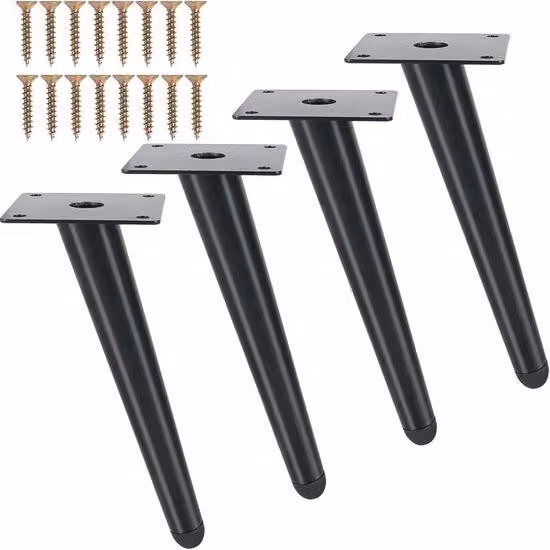 Set di 4 piedini metallici da 20 cm per mobili: tavoli, sedie, armadi, divani, bagno, cucina