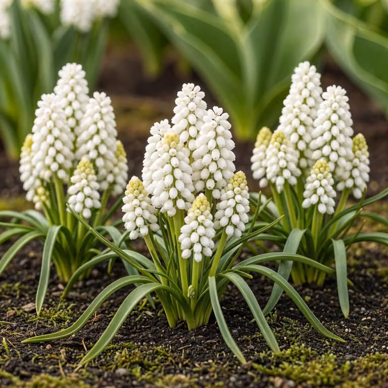 Bulbi di fiori Exotenherz - Giacinto d'uva Muscari White Magic (50 pezzi) Diametro 6-7cm