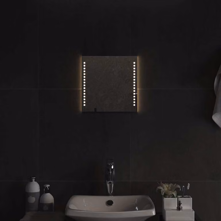 Specchio da bagno con luci LED vidaXL, forma quadrata, colore grigio, L: 30 cm, H: 30 cm