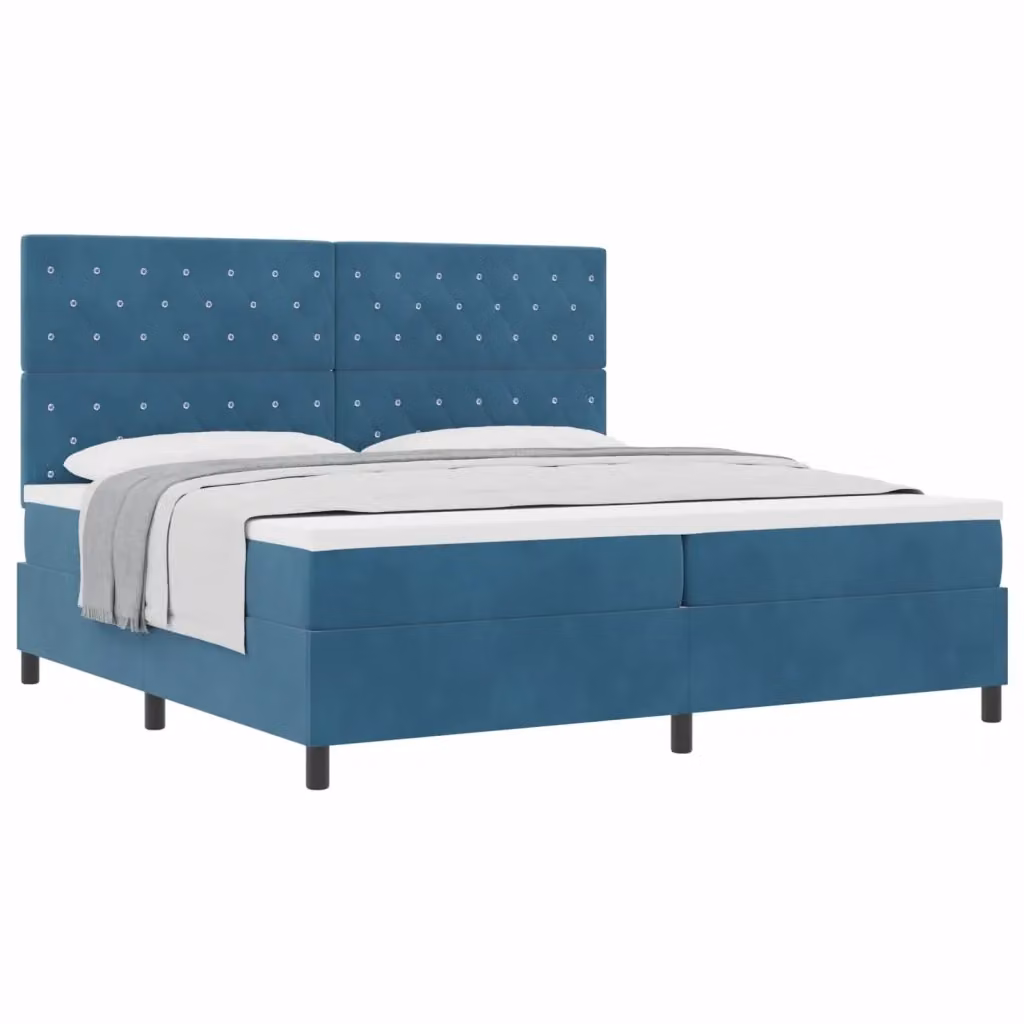 Letto a molle con materasso vidaXL in velluto blu, L/P/H: 200 x 200 x 280 cm – 2