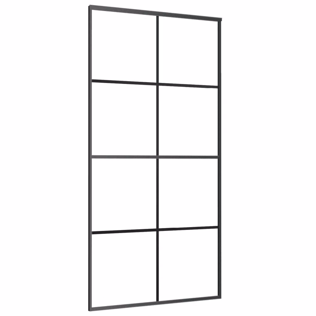 Porta Scorrevole in Vetro ESG e Alluminio vidaXL Nera L: 102,5 cm, H: 205 cm – 2