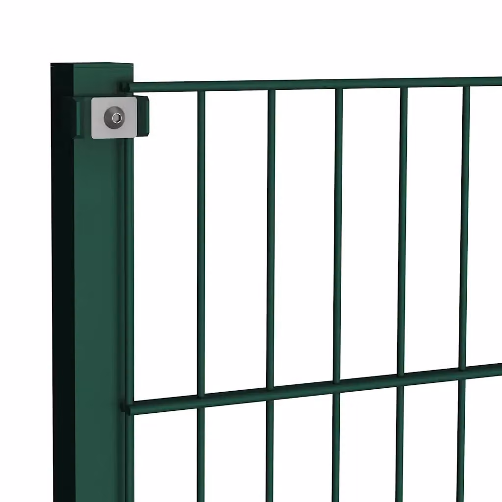 Pannello di recinzione con pali in acciaio vidaXL verde, modello double-bar mat, L: 176,5 cm, H: 120 cm – 2