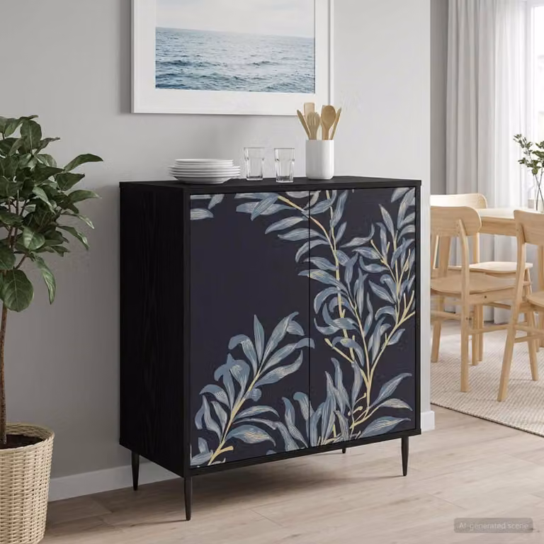Credenza moderna vidaXL DOKKUM in MDF colore nero L: 69 cm, P: 33 cm, H: 76 cm