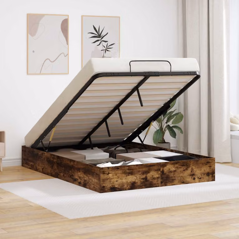 Letto ottomano vidaXL in legno ingegnerizzato, colore marrone, L 140 x P 200 cm