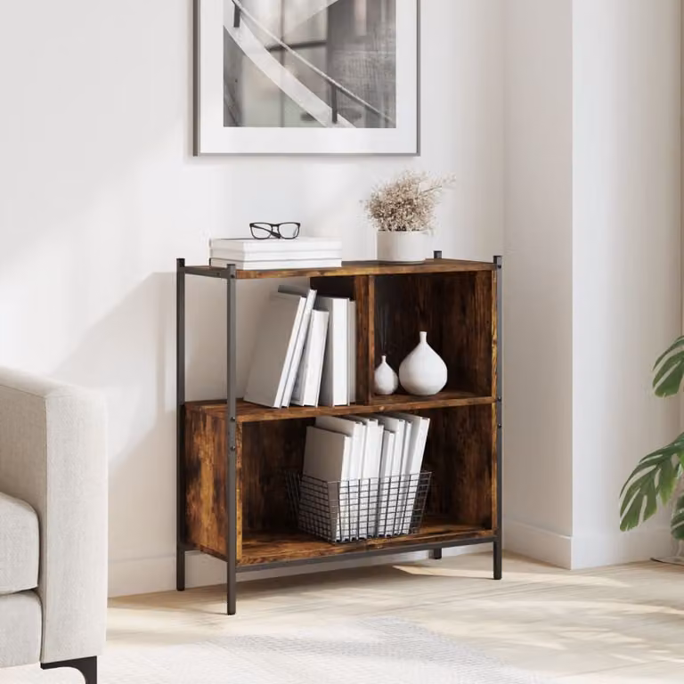 Libreria vidaXL in stile industriale in legno e metallo, colore marrone, L 72 cm x P 28 cm x H 77,5 cm