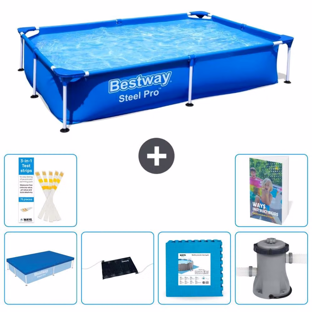 Bestway Steel Pro, piscina rettangolare - 221x150x43 cm - composta da 5 parti, modello S99