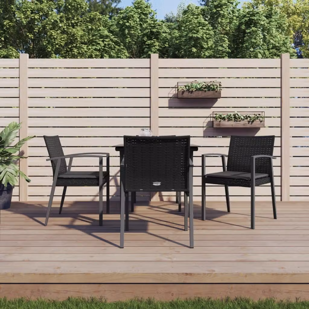 The Living Store Set da pranzo da giardino 5 pezzi con cuscini in poly rattan e acciaio
