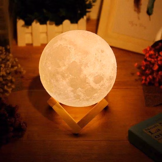 Lampada a forma di luna 3D a LED, dimmerabile, con comando touch, 18x17x16 cm