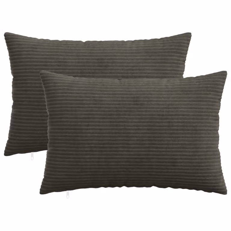Set di 2 federe vidaXL HEERLEN in velluto a coste, colore antracite, L: 60 cm x P: 40 cm