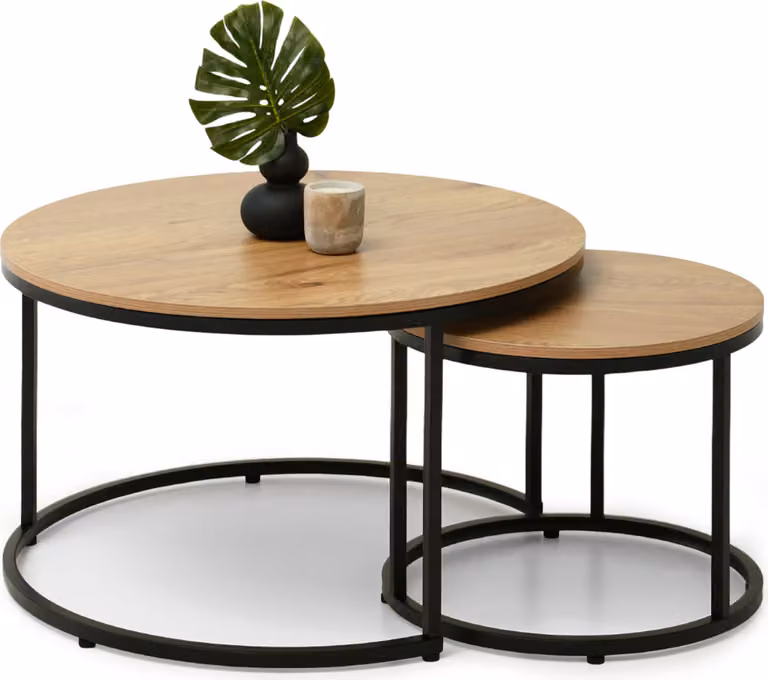 Set di tavolini JACEK - rovere / nero