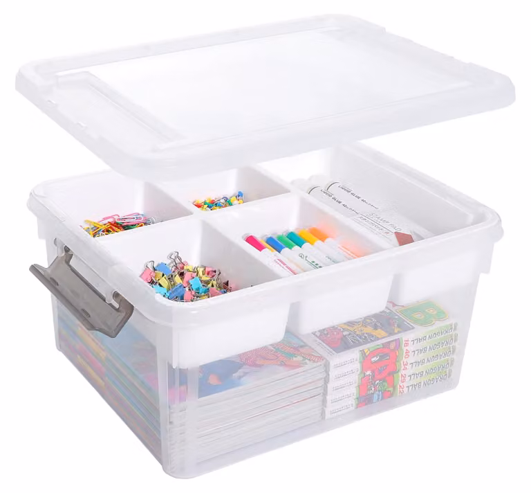 Contenitori con coperchio - Organizer in plastica da 16 litri con vassoio removibile