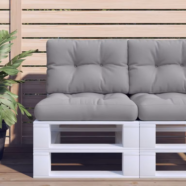vidaXL Set di 2 Cuscini per Pallet Quadrati in Poliestere Grigio, Idrorepellenti e Resistenti ai Raggi UV, L/P: 60 x 60 cm, H: 12 cm