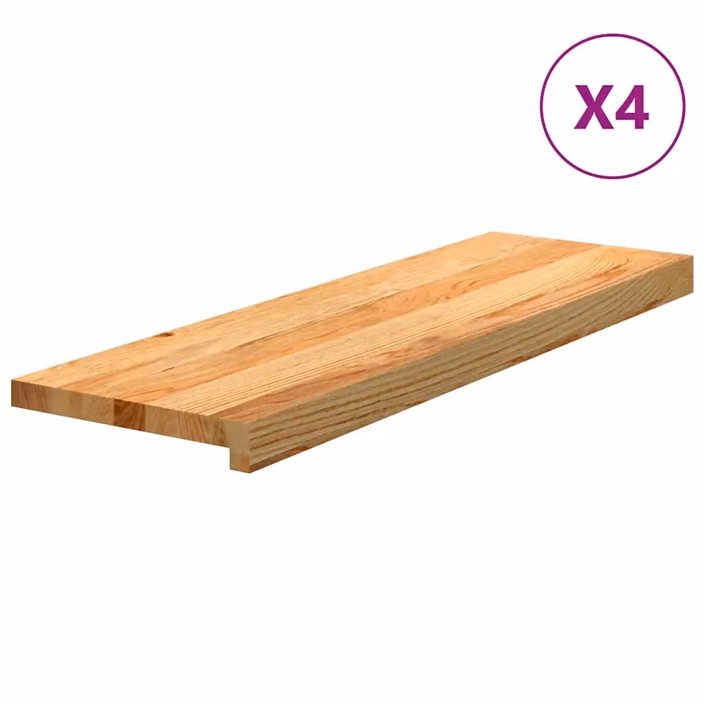 Set di 4 gradini in legno massello di rovere VIDAXL, colore marrone chiaro, L 80 cm x P 25 cm x H 2 cm – 2