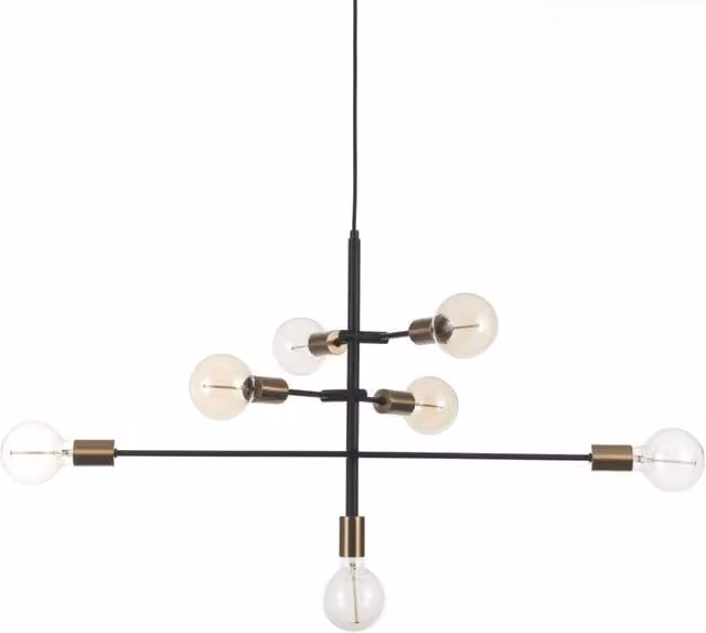 Lampadario da soffitto moderno ORESTELUCHETTA in metallo nero e oro, regolabile, L: 82 cm, P: 40 cm, H: 50 cm – 1