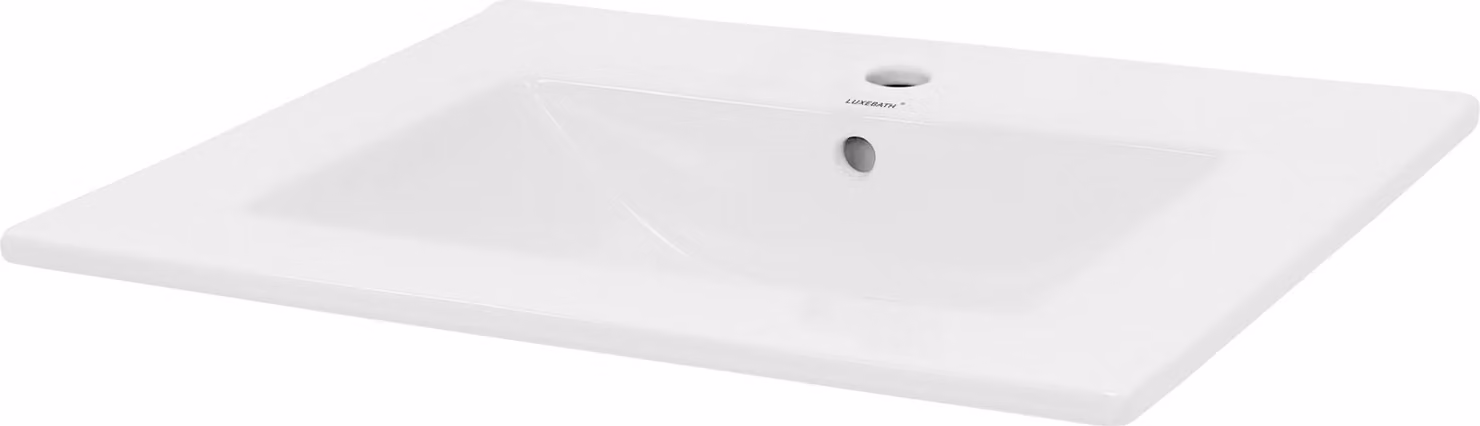 LuxeBath Lavabo Lavabo da appoggio Square, 61x46,5x17,5 cm, bianco, Vetroceramica