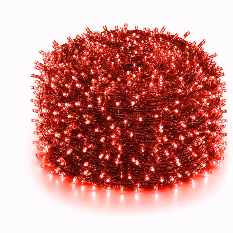 100M 1000LEDs 8 Modes Fairy Lights Power LED Christmas Fairy Lights Cavo trasparente Camera Decorazione Luce Festa Giardino Illuminazione Albero di Natale, Rosso