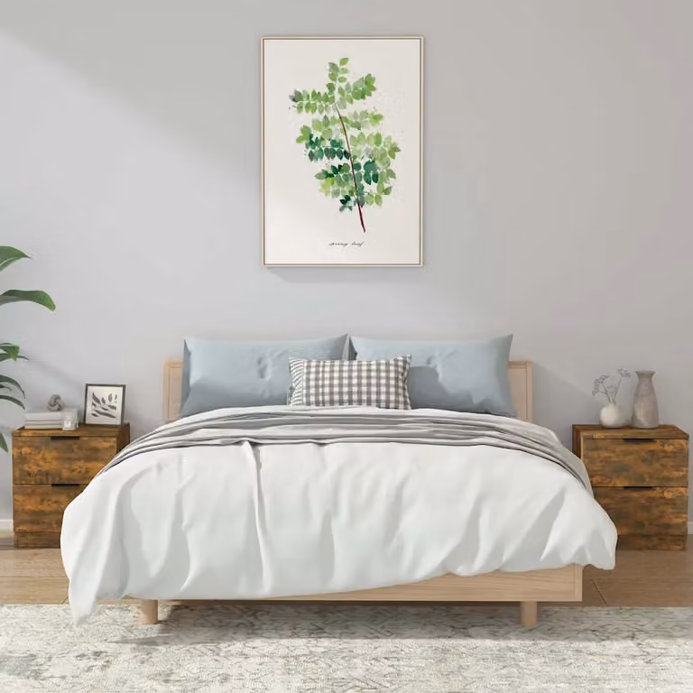 Set di 2 comodini sospesi vidaXL in legno multistrato colore rovere fumo per camera da letto