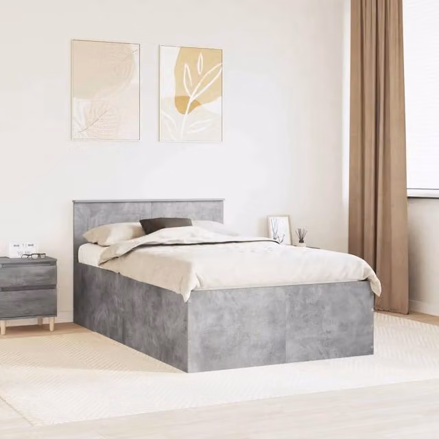 Struttura letto moderna vidaXL in tessuto grigio con testiera in legno MDF L: 138 cm, P: 200 cm, H: 90 cm