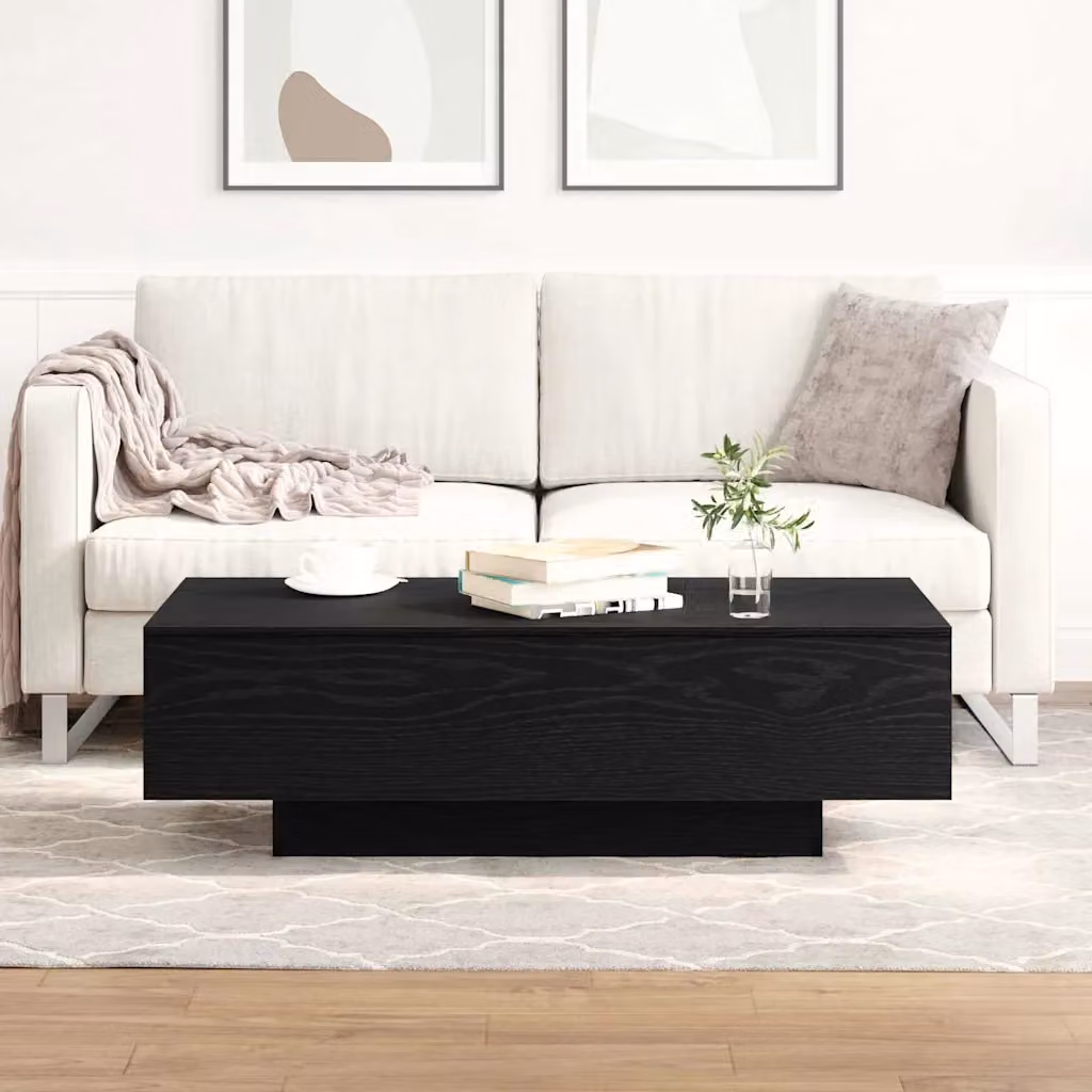 vidaXL Tavolino da salotto moderno in legno nero L 100 x P 49,5 x H 31 cm