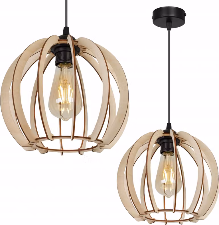 Moderna Lampada A Sospensione A Led In Legno