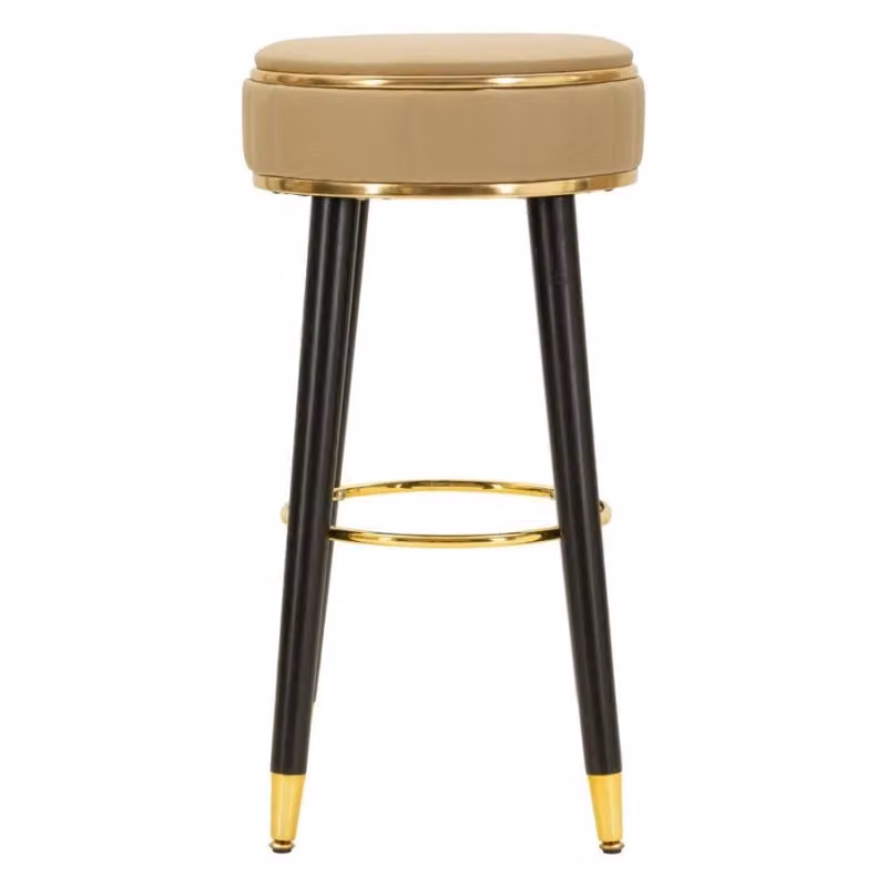 Sgabello Bar London Mauro Ferretti Marrone con seduta in ecopelle e struttura in metallo, Diametro: 38 cm, Altezza: 74 cm – 2