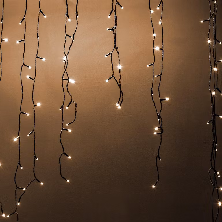 Luci di Natale tenda 400 Led plastica bianco caldo cm 750