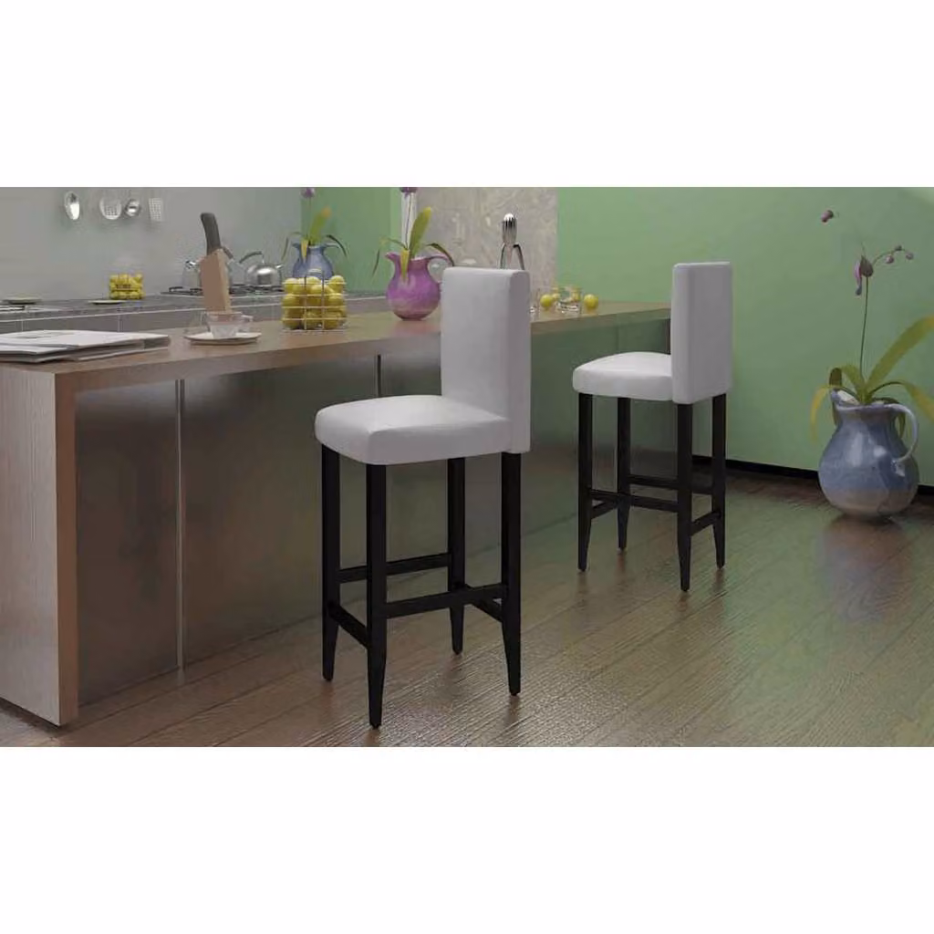 Set di 2 sgabelli da bar vidaXL in similpelle bianchi e neri con struttura in legno e plastica