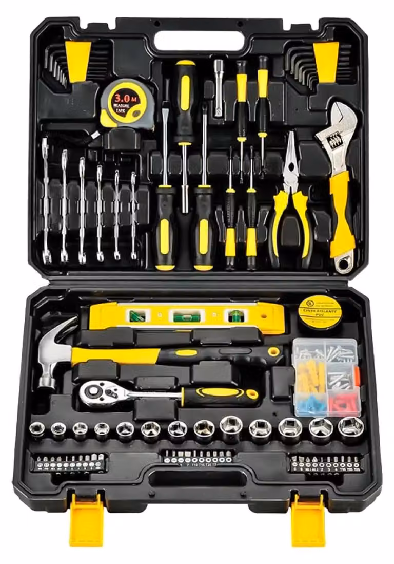 Kit di attrezzi da lavoro per la casa, 108 pezzi - Set di utensili per meccanici - Combinazione di utensili manuali per lavori di bricolage - Materiale: plastica ABS - Ideale per riparazioni domestiche