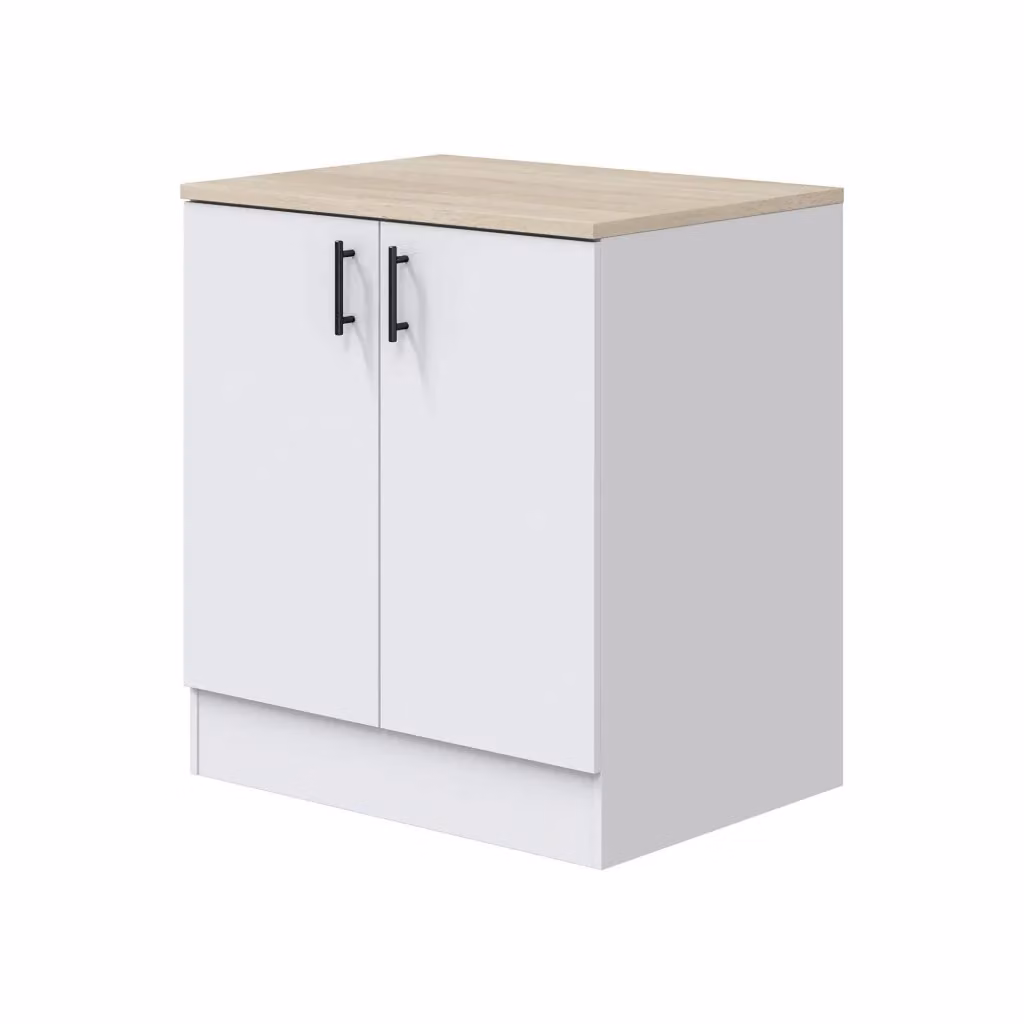 Mobile base sottolavello Nolia DMORA con 2 ante, Bianco e Rovere, L: 80 cm, P: 60 cm, H: 90 cm – 2