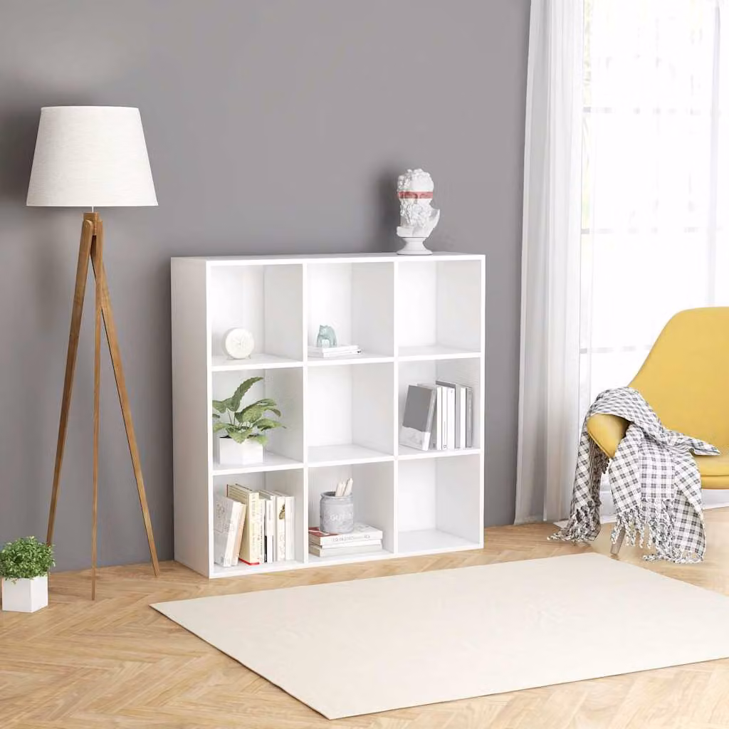 Libreria bianca vidaXL in legno e MDF con pannello posteriore, L 98 cm, P 29 cm, H 97,5 cm