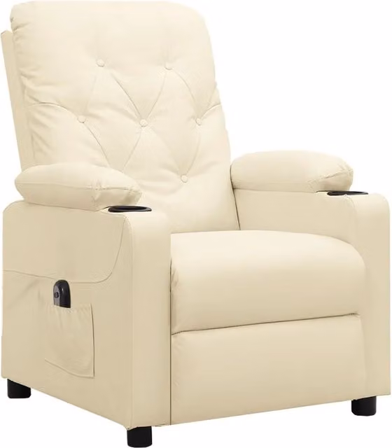 Poltrona Reclinabile Elettrica Crema in Similpelle 3098866