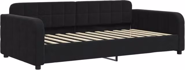 Letto singolo | Letto per adulti | Letto da Giorno Nero 90x200 cm in Velluto