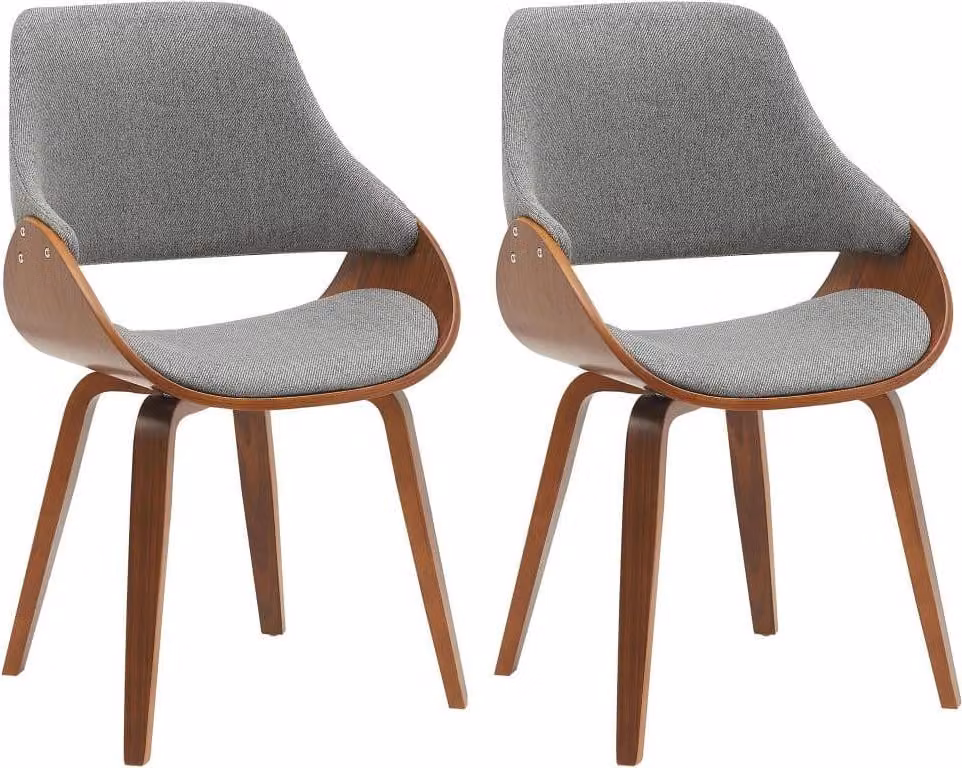 set di 2 sedie da pranzo - sedie da cucina - comode ed eleganti, noce/grigio scuro, tessuto