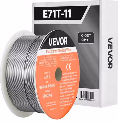Bobina di filo d'acciaio per saldatura VEVOR E71T-11 in acciaio dolce senza gas, diametro 0,8 mm, colore argento, peso 0,9 kg