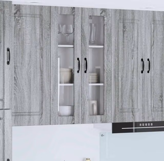 Armadio da cucina a parete vidaXL Grigio con ripiani interni L: 60 cm, P: 31 cm, H: 100 cm