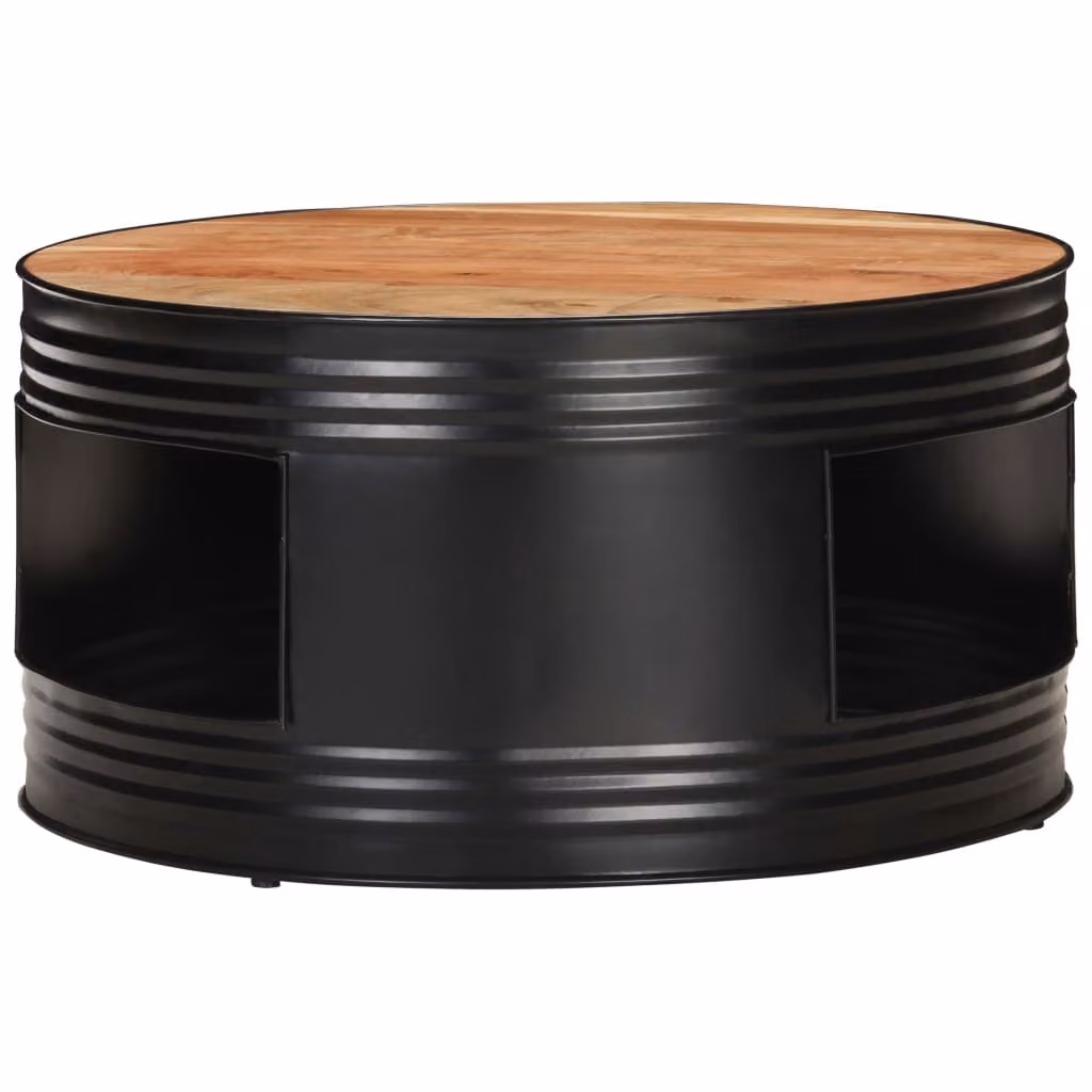 Tavolino da Salotto Nero 68x68x36 cm in Massello di Acacia