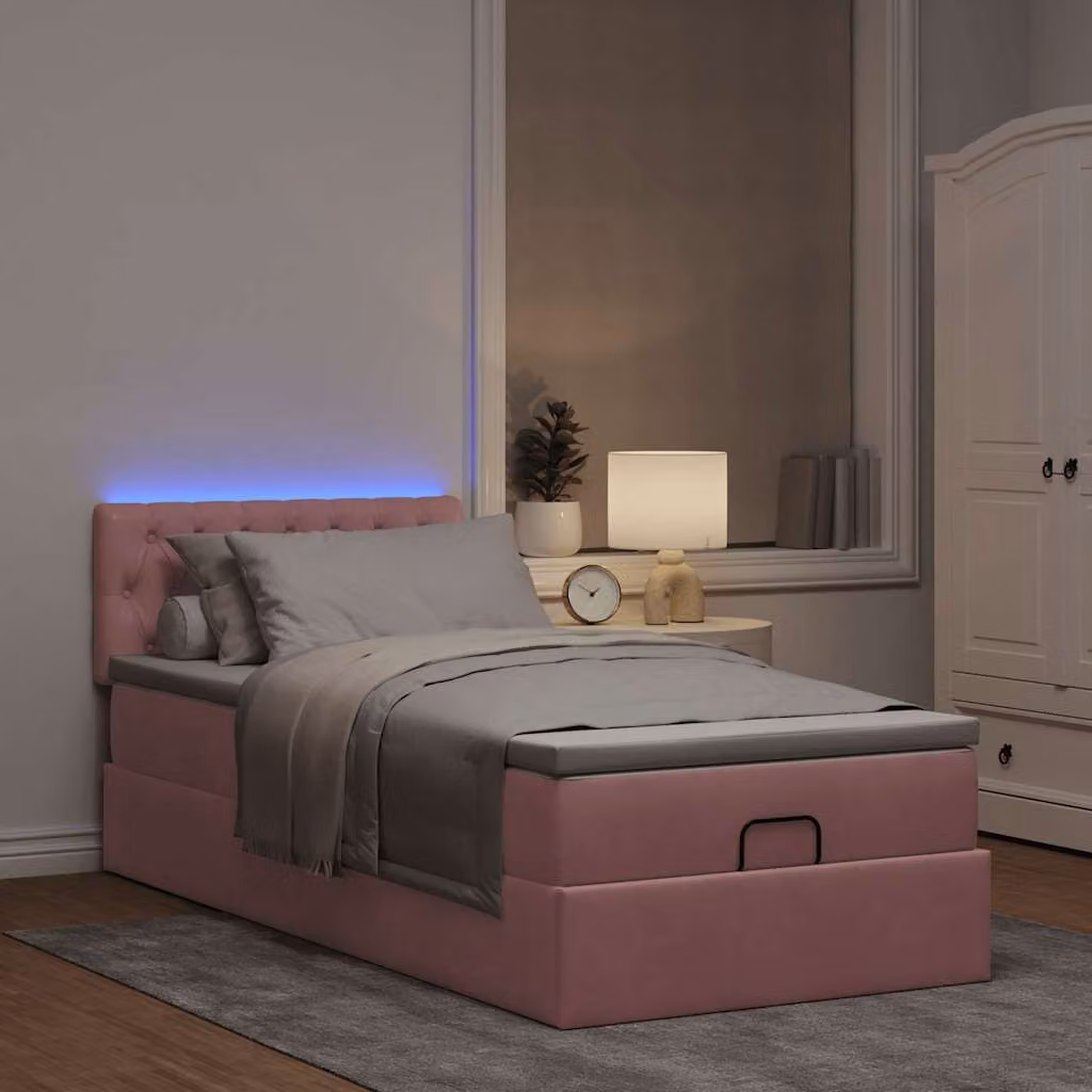 Maison Exclusive - Letto ottomano con materasso e LED rosa 80x200 cm velluto