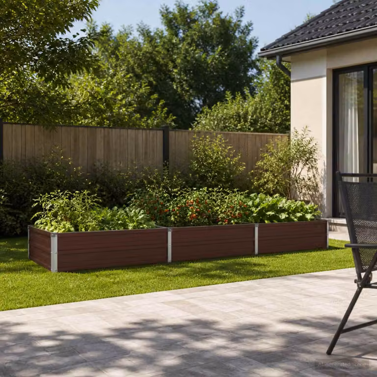 Letto rialzato da giardino vidaXL in metallo corten marrone L: 240 cm, P: 80 cm, H: 24 cm