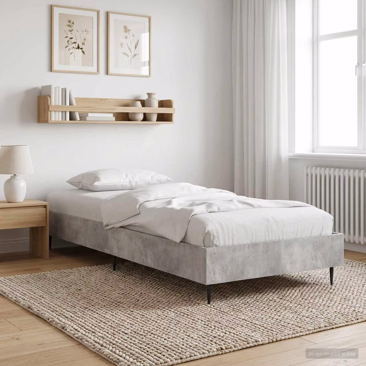 Struttura del letto moderna vidaXL in legno e metallo grigio L: 80 cm, P: 200 cm, H: 83 cm