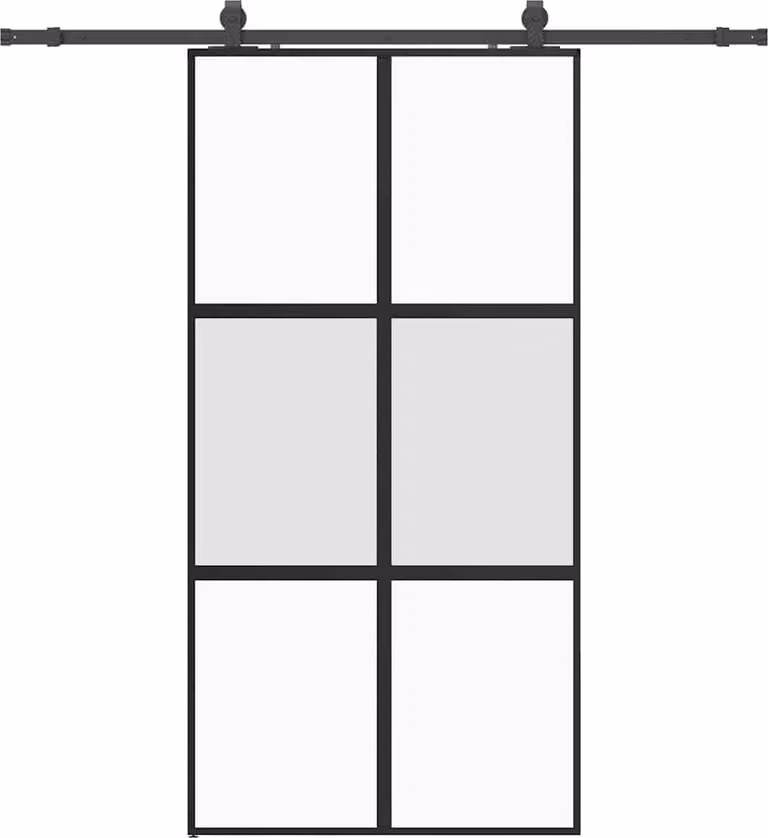 Porta Scorrevole Ferramenta Nera 102,5x205 cm Vetro Temperato