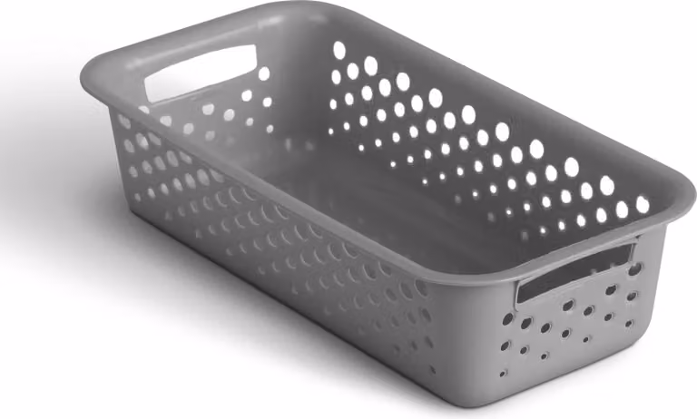 Cestino 0,7L con manici - Senza BPA - Organizzatore ( 20 x 10 x 5 cm / antracite ) - Cestino per bagno cucina camera da letto, cestino per la casa