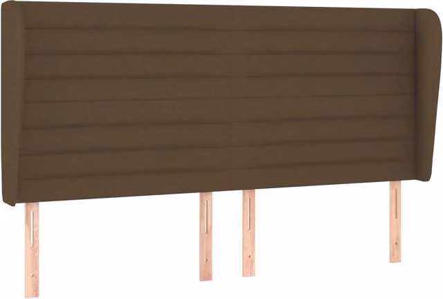Testata ad orecchio in tessuto marrone scuro con struttura in legno di larice L: 203 cm, P: 23 cm, H: 118/128 cm