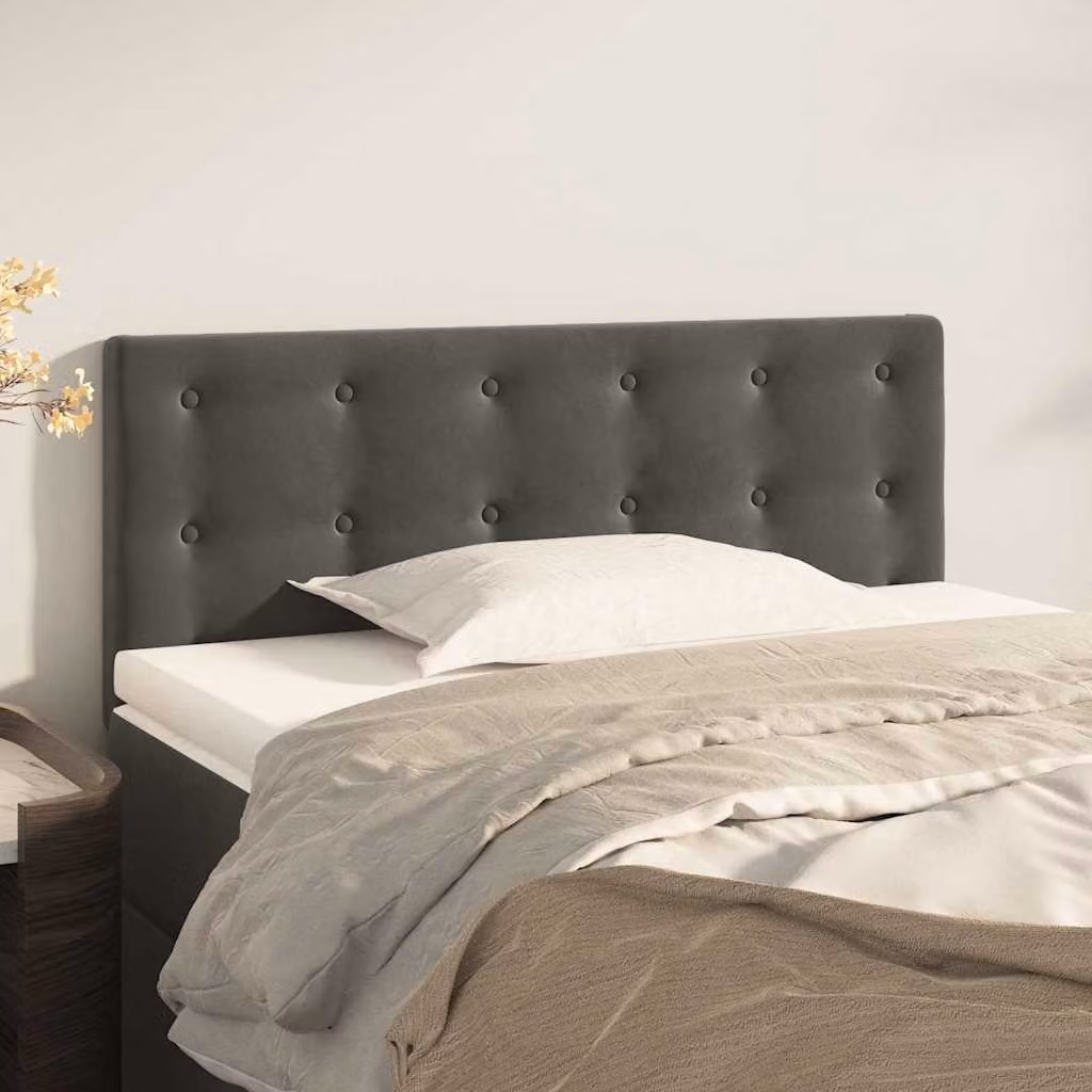 Testiera per letto vidaXL in velluto grigio con struttura in legno e MDF, L: 80 cm, P: 5 cm, H: 78-88 cm