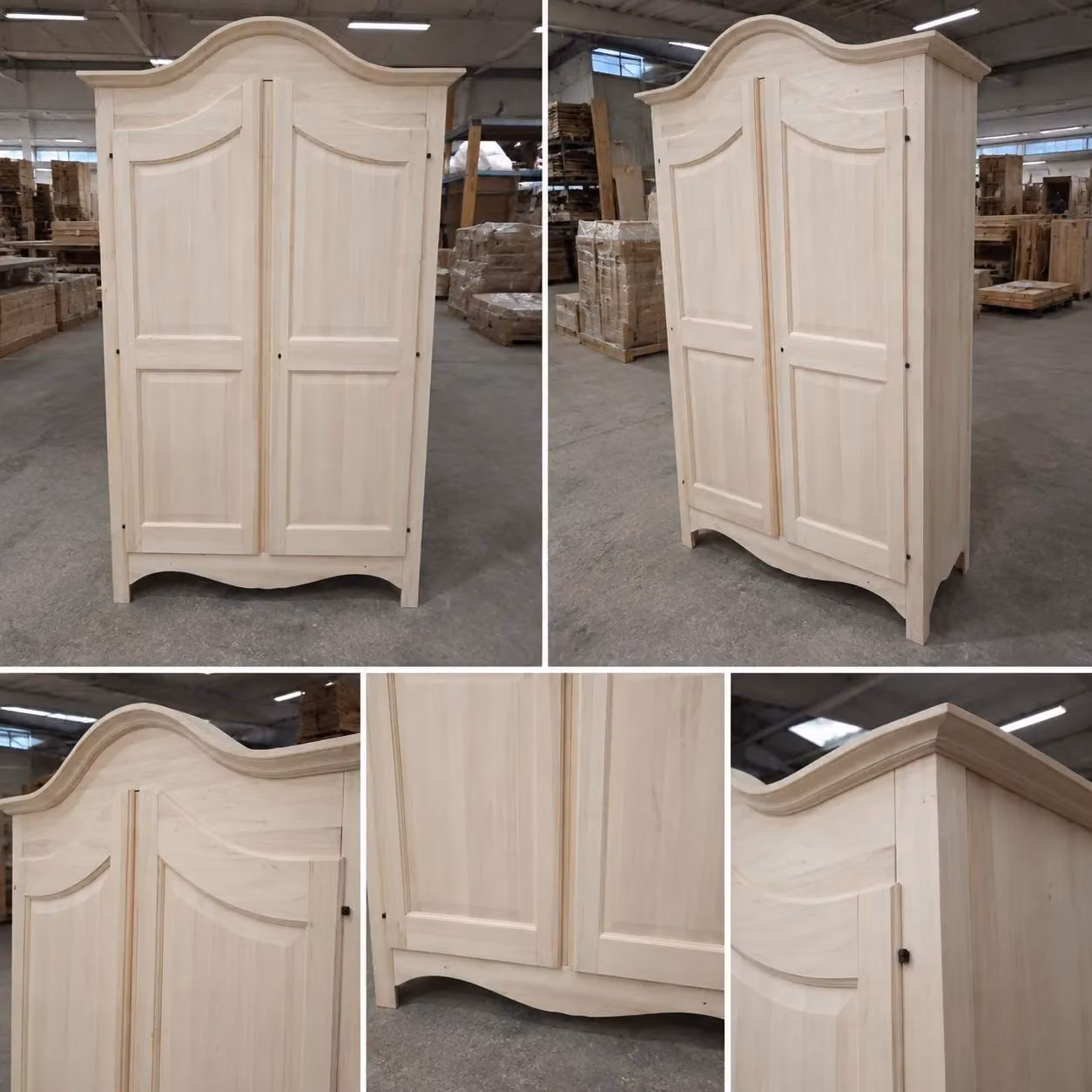 Armadio classico a 2 ante in legno di pioppo grezzo Mobili 2G L/P/H: 125 x 61 x 200 cm – 1