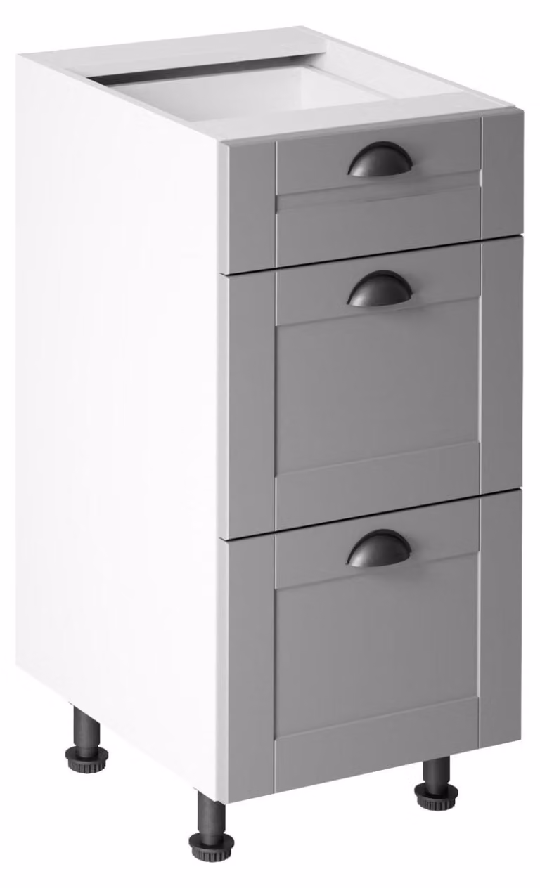 Mobile da cucina con cassetti LUMEA - larghezza 40 cm, grigio/bianco