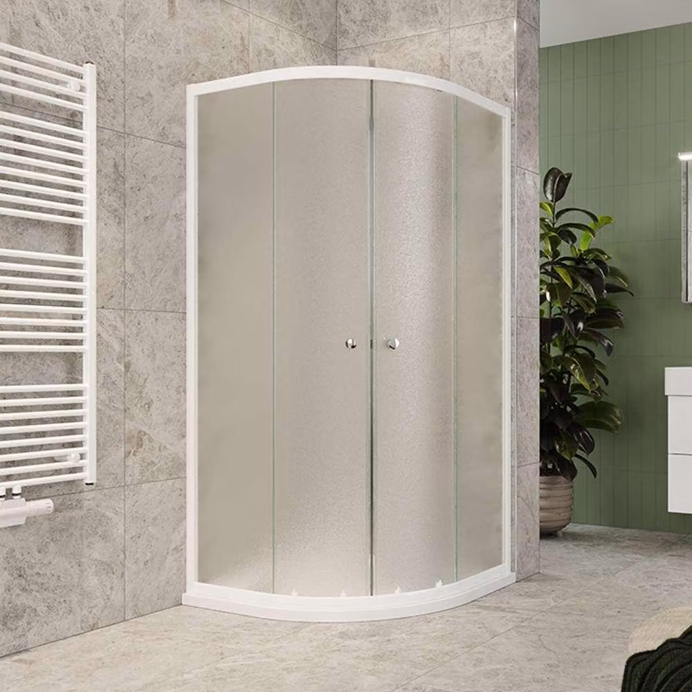 Mereo Cabina doccia, Kora Lite, a quarto di cerchio, R 550, a scomparsa, 90x90 cm, ALU bianco, vetro Grape - CK35121Z