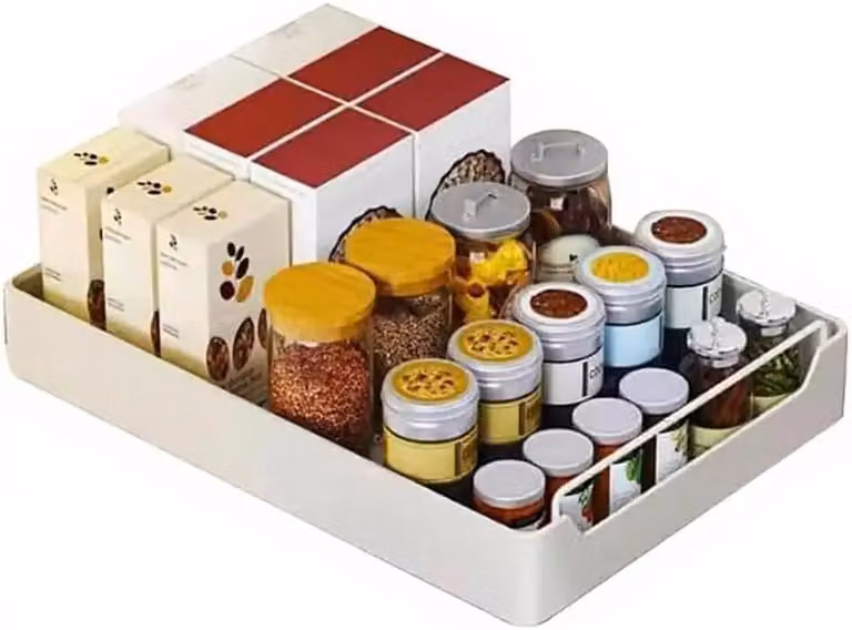 Organizzatore estraibile per armadietti da cucina - Ripiano interno - Senza foratura - Regolabile - 43 x 30 x 7 cm - Acciaio inossidabile - Bianco - 30 cm