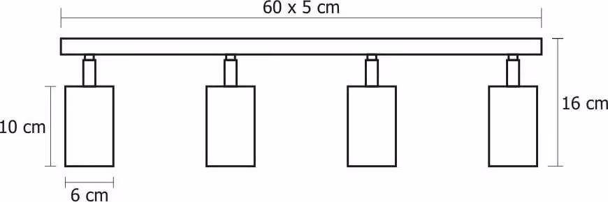 Lampada a sospensione moderna Loft Tuba 4L 06/4LC metallo nero 4 punti luce GU10 IP 20