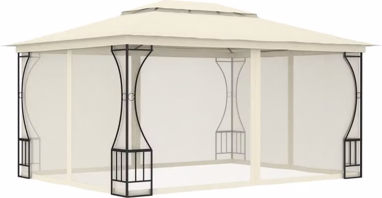 The Living Store Pavillon mit Netz 300x400x265 cm Creme