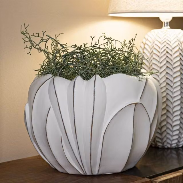 Vaso Bovezzo DMORA Bianco, Complemento d'arredo moderno per tavolo, L: 34,5 cm, P: 34,5 cm, H: 23,5 cm – 1